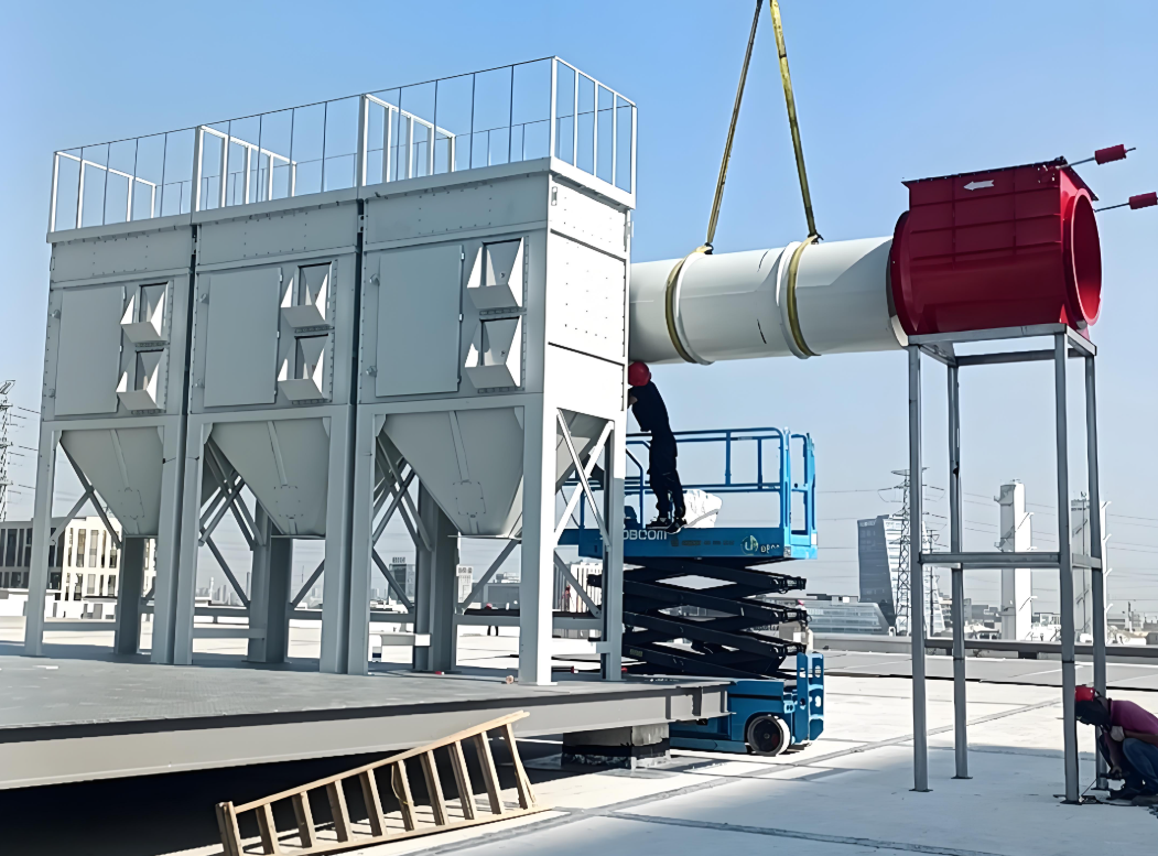 北京嵩安環(huán)境模塊化除塵設(shè)備安裝現(xiàn)場(chǎng)