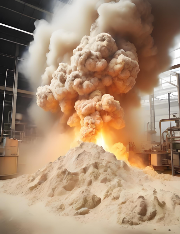 面粉車間粉塵爆炸事故現(xiàn)場警示圖